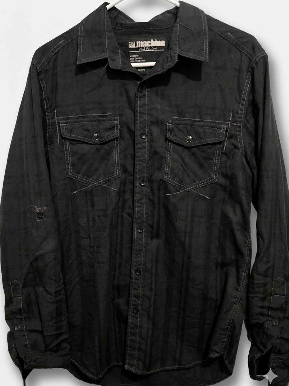 Machine Black Button-Up Western Shirt